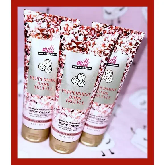 Bath & Body Works Peppermint Bark Truffle Ultimate Hydration Body Cream x3 - Picture 3 of 4